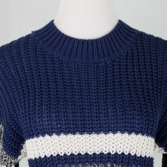 METISU Chunky Hand-knit Navy Cotton Mid-Calf Sweater Dress M 90s- y2k Like New - Picture 7 of 11